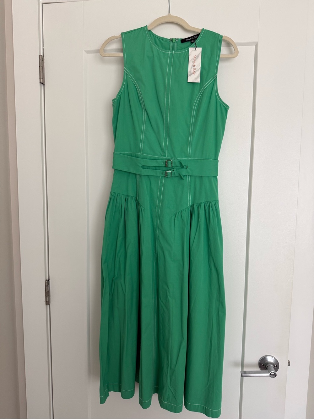 Strut & Bolt Green Belted Midi Dress